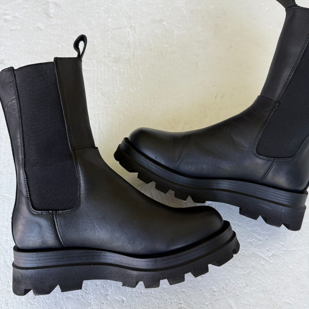 Steve Madden Explorer Women's Leather Pull-On Chelsea Black Boot Size 9.5M - Picture 6 of 11